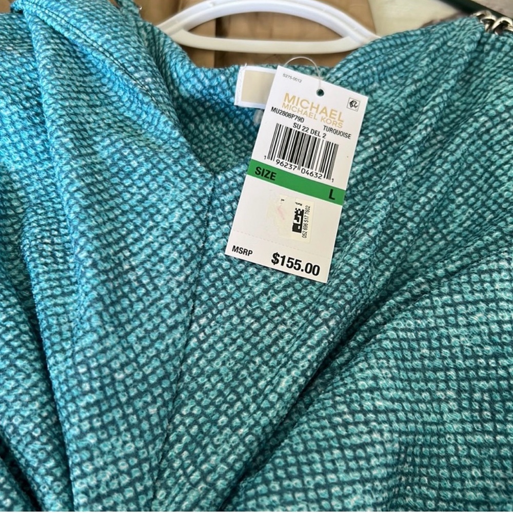 Michael Kors Turquoise Strapless Twist-Front Slip Dress - Picture 7 of 7